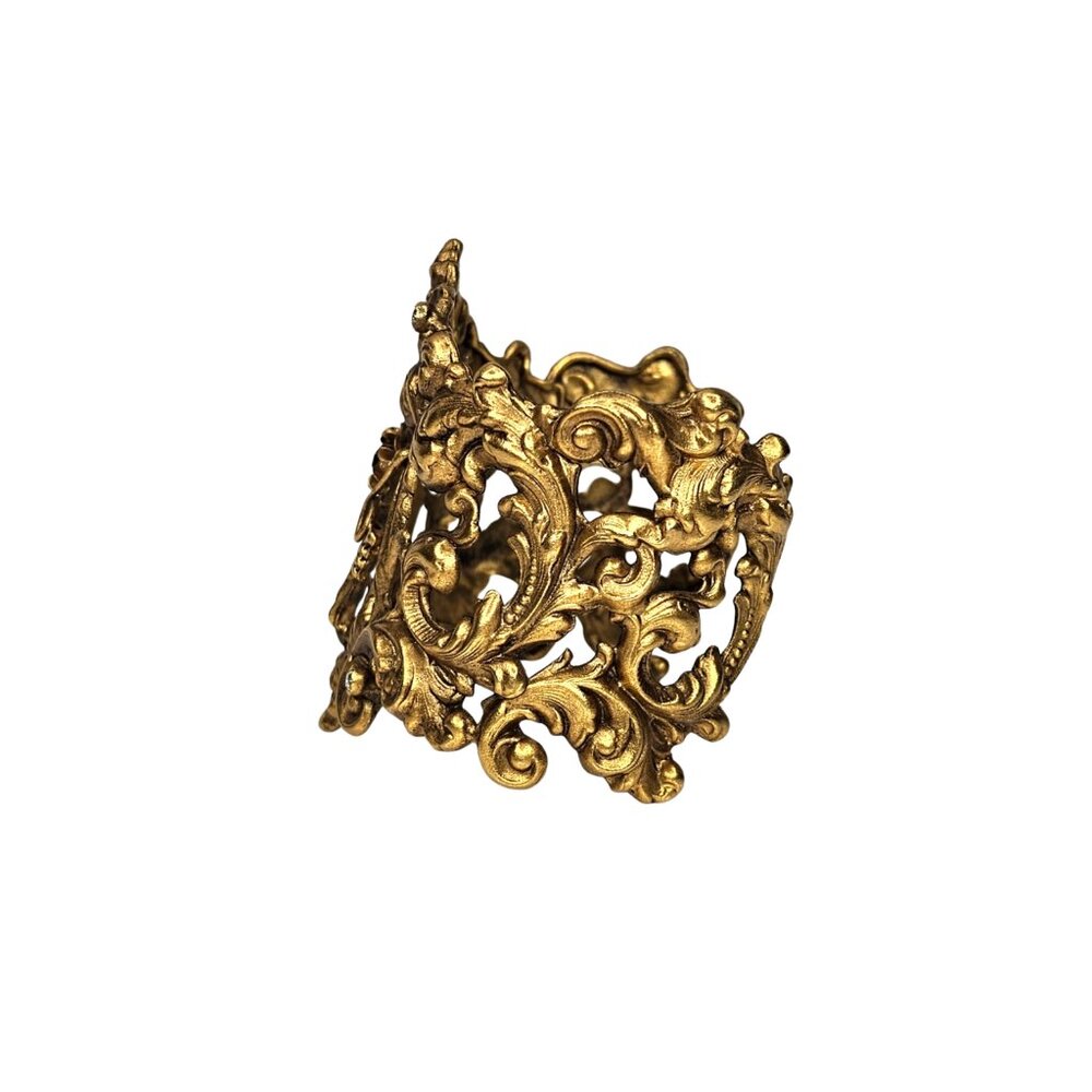 VIRGINS SAINTS & ANGELS "Archangel" Vintage Gold-Tone Rose Crystal Cuff - Picture 4 of 7